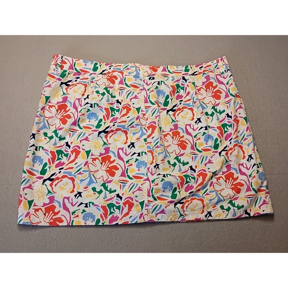 St John's Bay Woman's 18 Floral Skort White Pink Orange Yellow Cotton Stretch - Picture 3 of 11